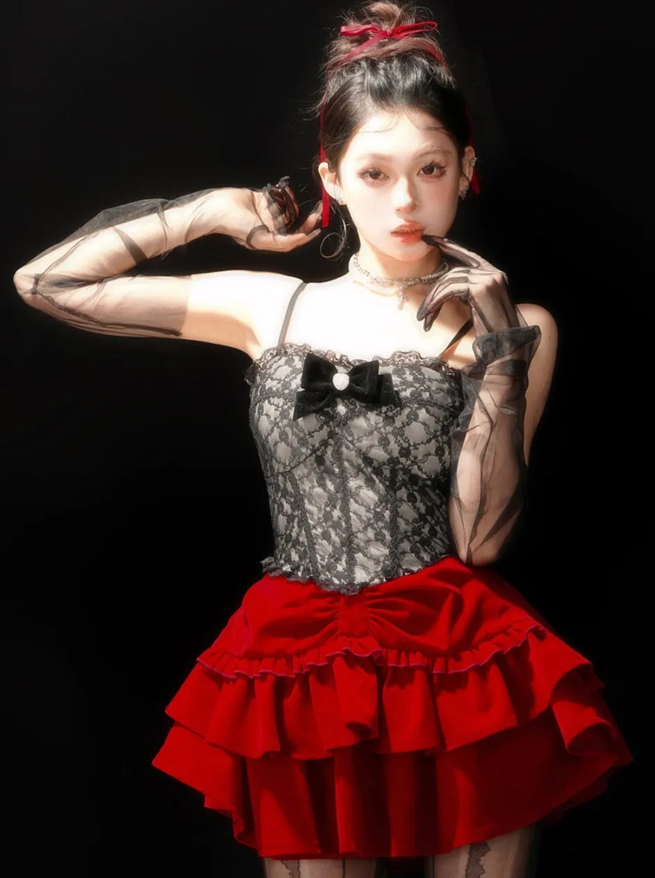 Lace Bow Sheer Dress