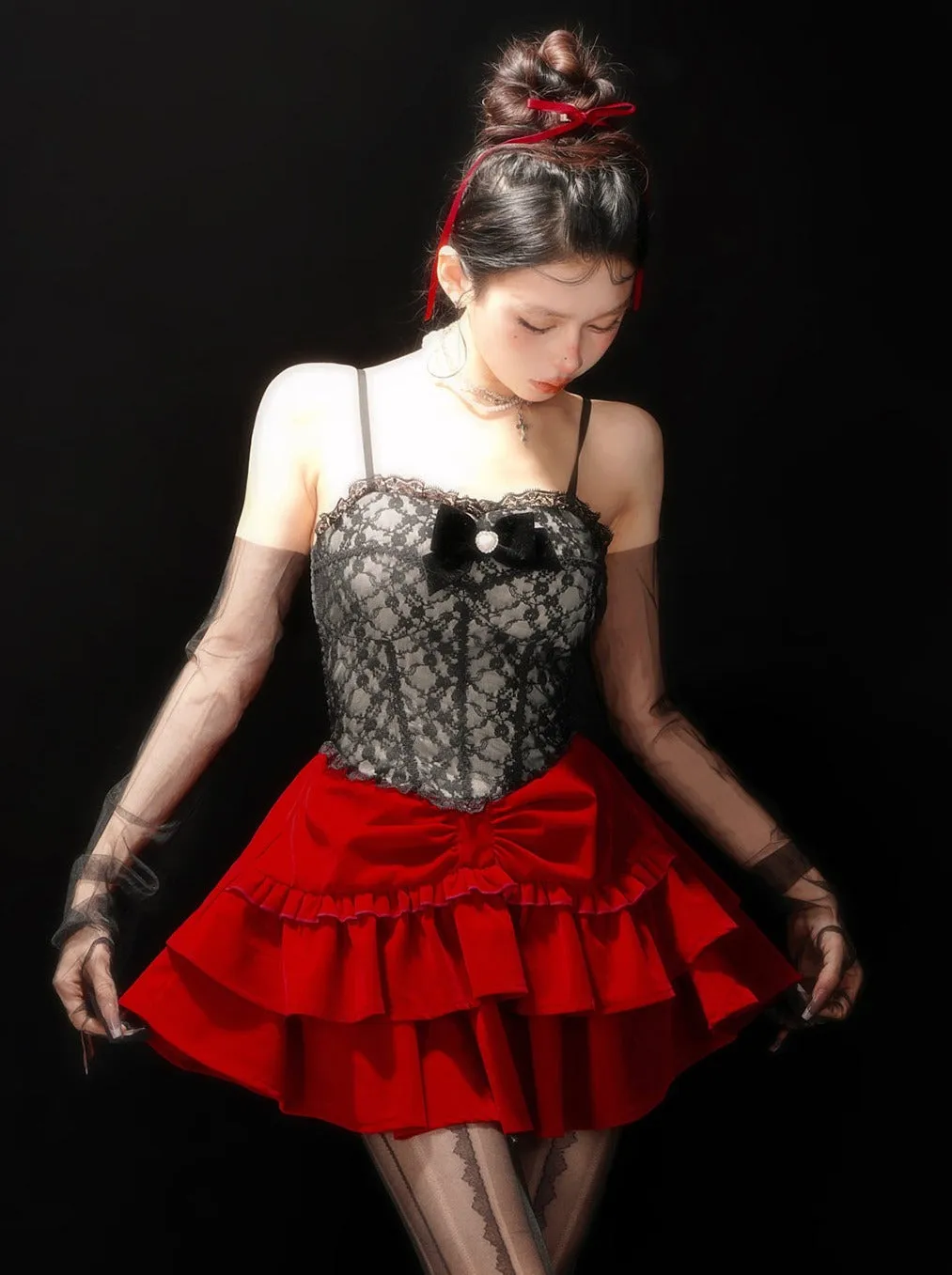 Lace Bow Sheer Dress