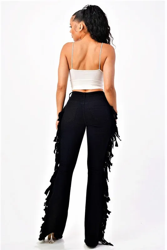 Lace Me Up Black Flare Jeans