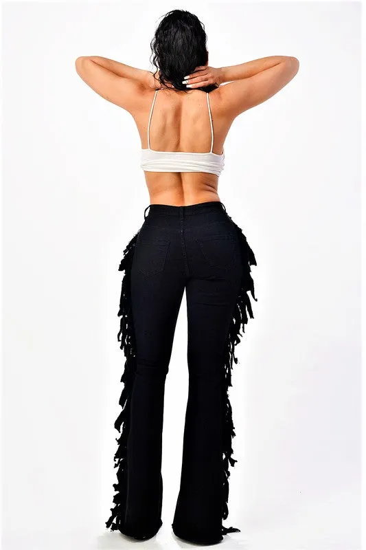 Lace Me Up Black Flare Jeans