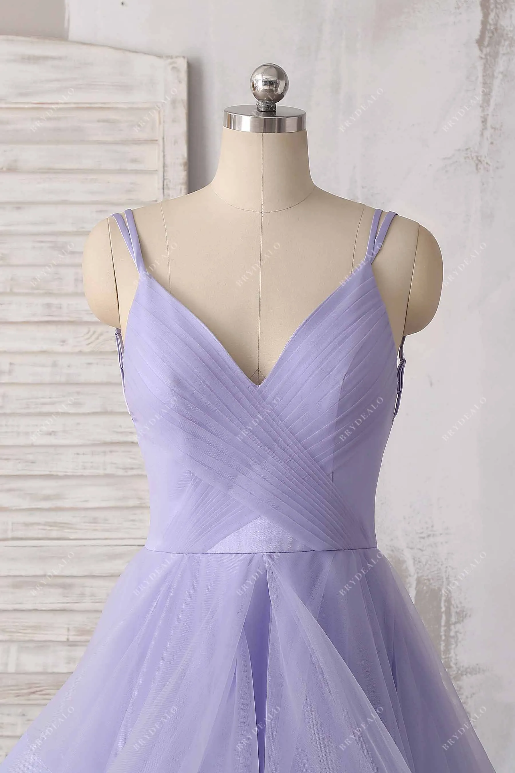 Lavender Tulle Spaghetti Strap Layered Sweetheart 16 Dress