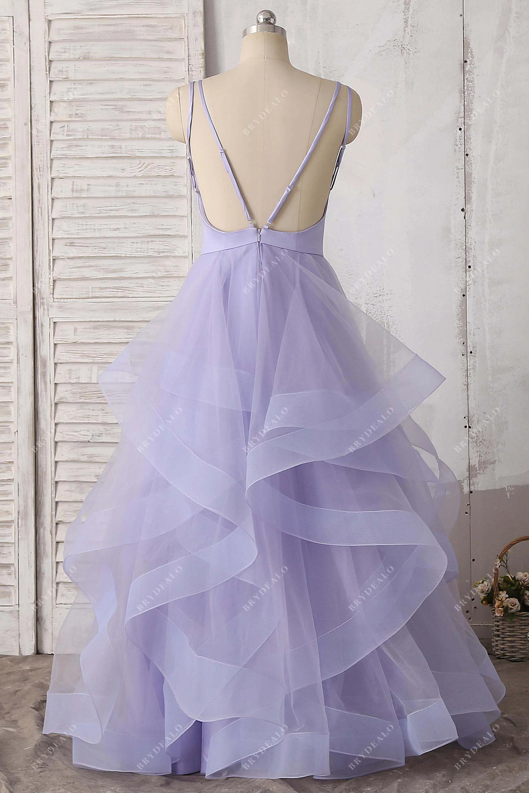 Lavender Tulle Spaghetti Strap Layered Sweetheart 16 Dress