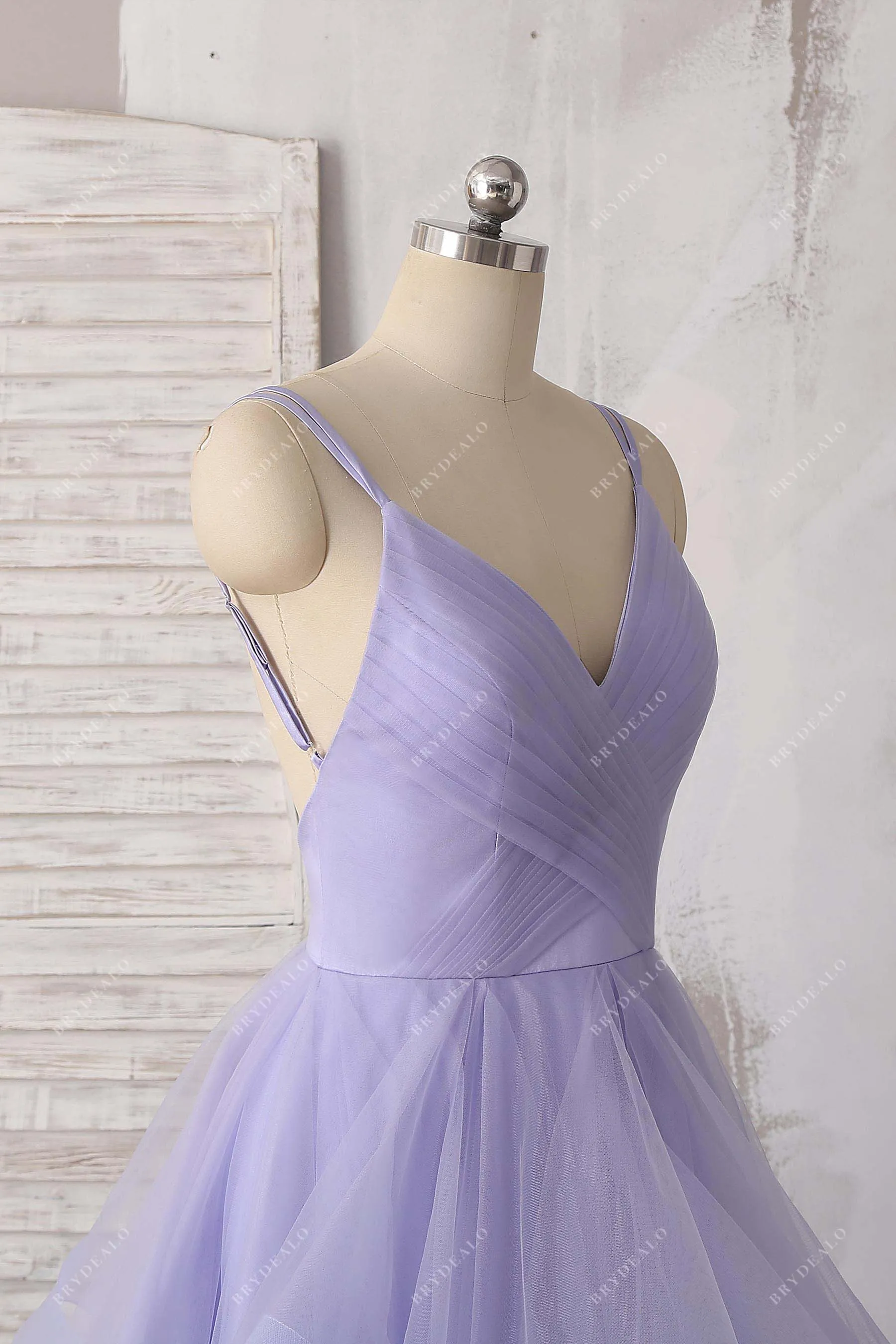 Lavender Tulle Spaghetti Strap Layered Sweetheart 16 Dress