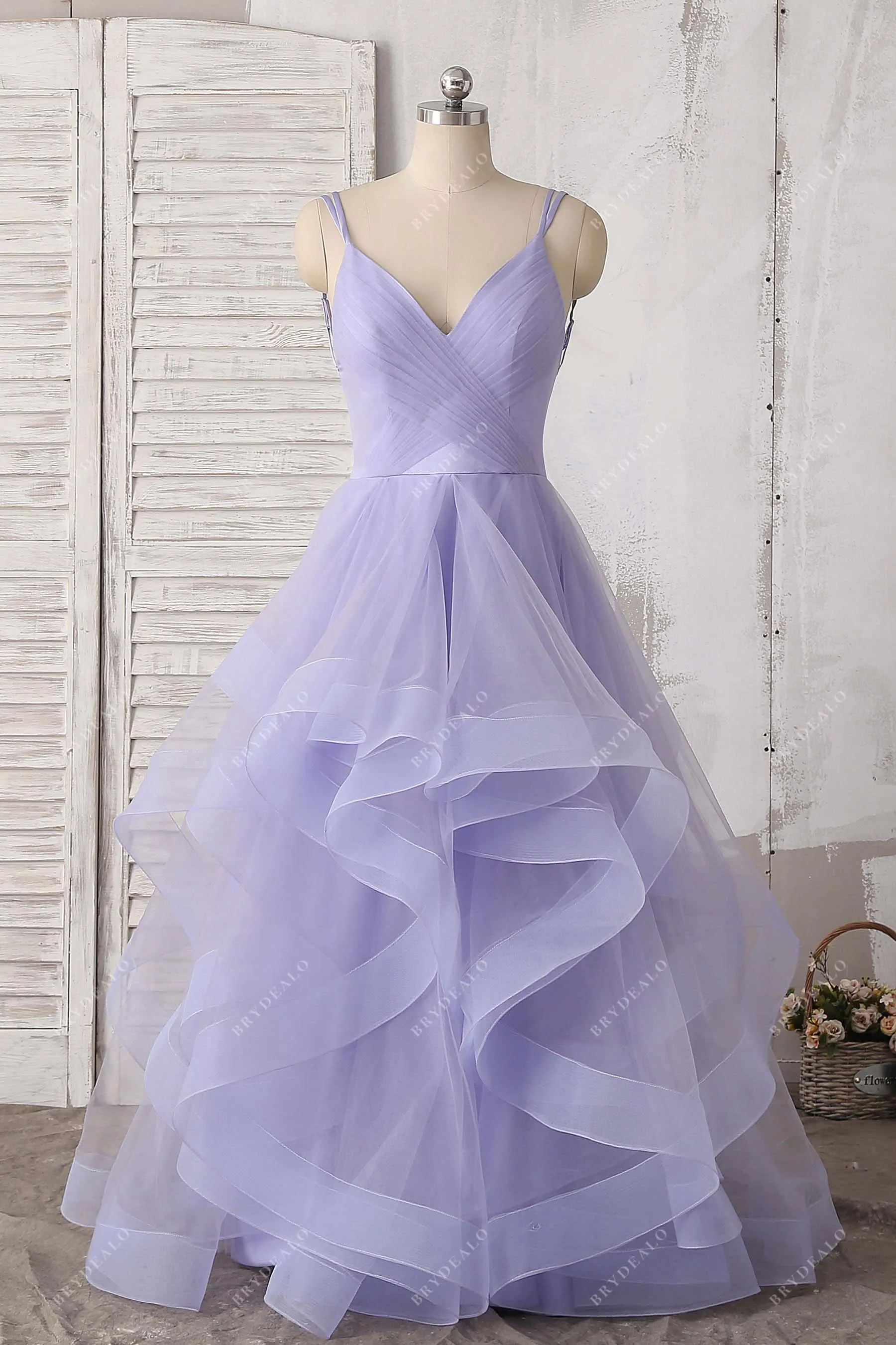 Lavender Tulle Spaghetti Strap Layered Sweetheart 16 Dress
