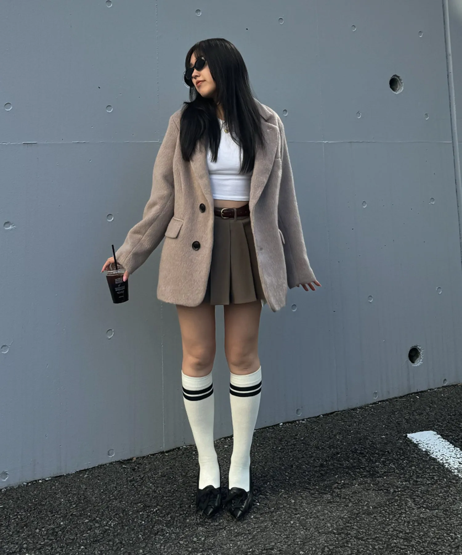 Layered pocket pleated mini skirt
