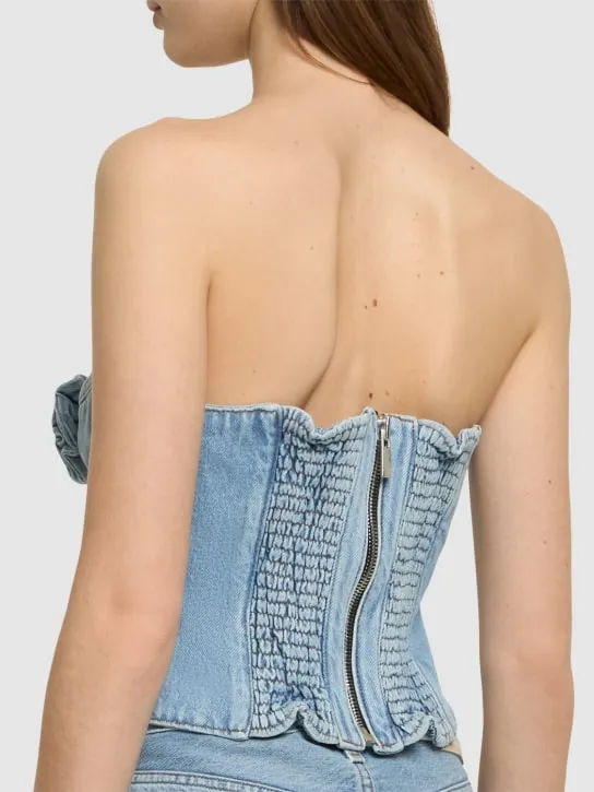 Magda Butrym   Cotton denim corset w/ flowers 