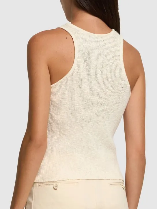 Magda Butrym   Embroidered cotton &amp; linen knit top 