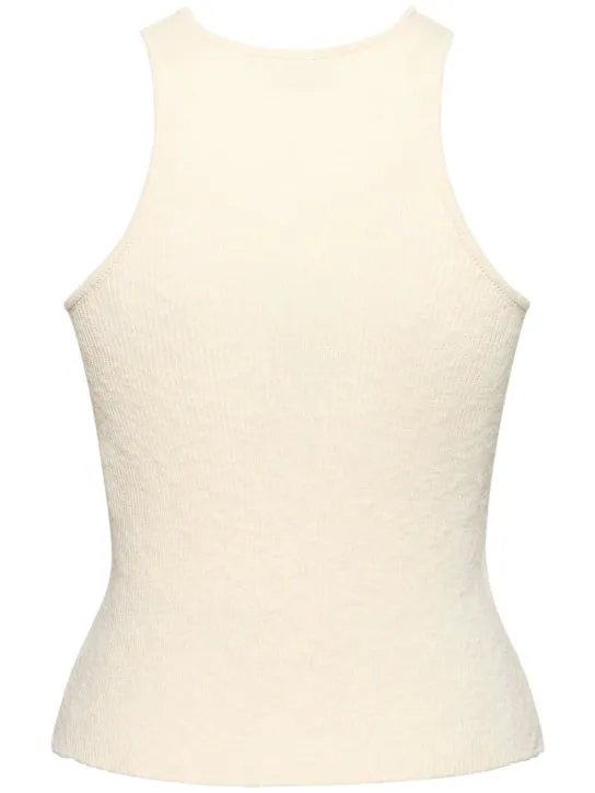 Magda Butrym   Embroidered cotton &amp; linen knit top 