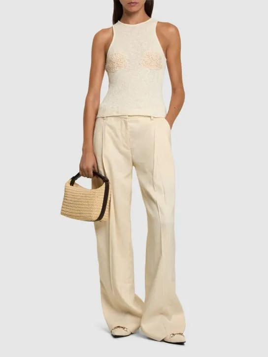 Magda Butrym   Embroidered cotton &amp; linen knit top 