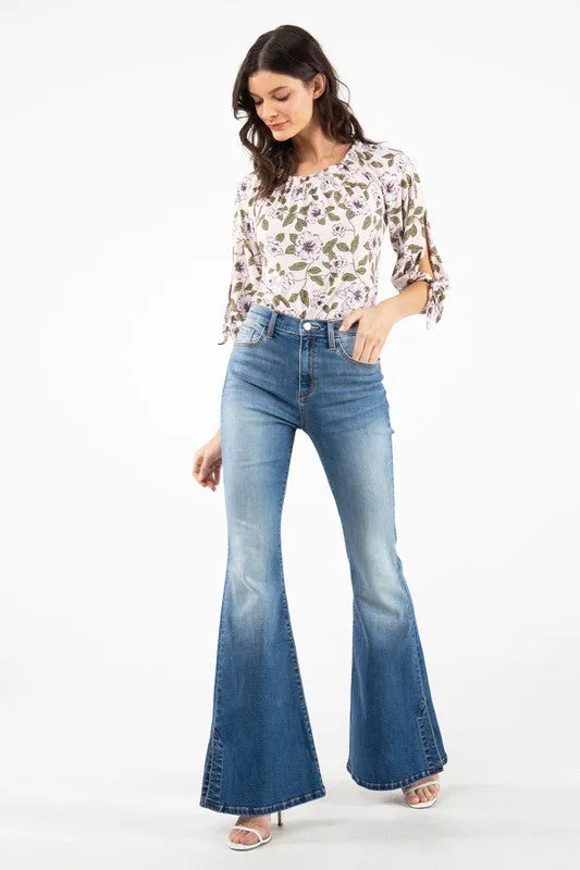 Medium Blue High Rise Flare Women Jeans