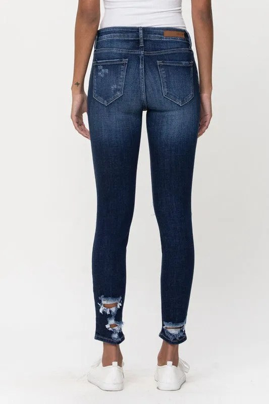 Mid Rise Sanded Ripped Jeans