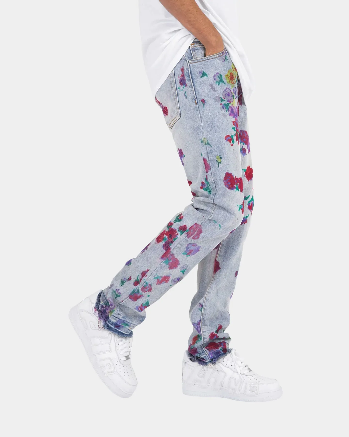 MNML D281 Floral Denim Jeans Blue