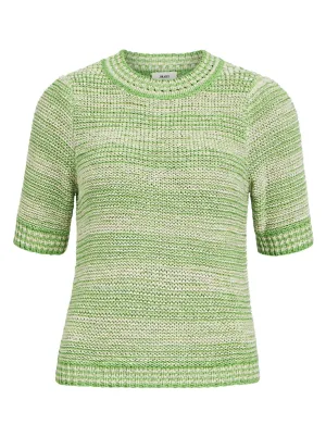 OBJFIRST S/S KNIT PULLOVER | SANDSHELL VIBRANT GREEN