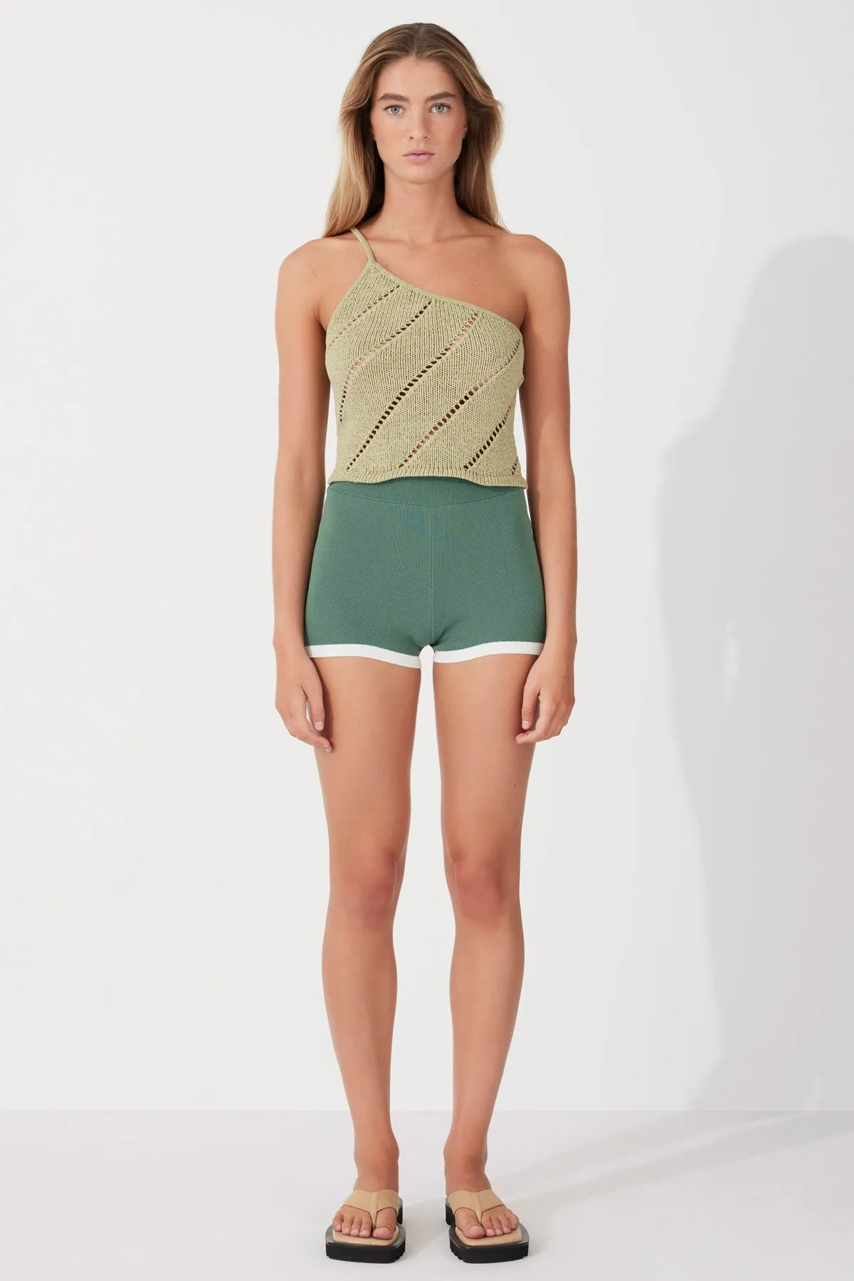 Olive Lattice Knit Top
