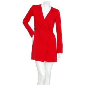 Red Crêpe Wool Wrap Dress