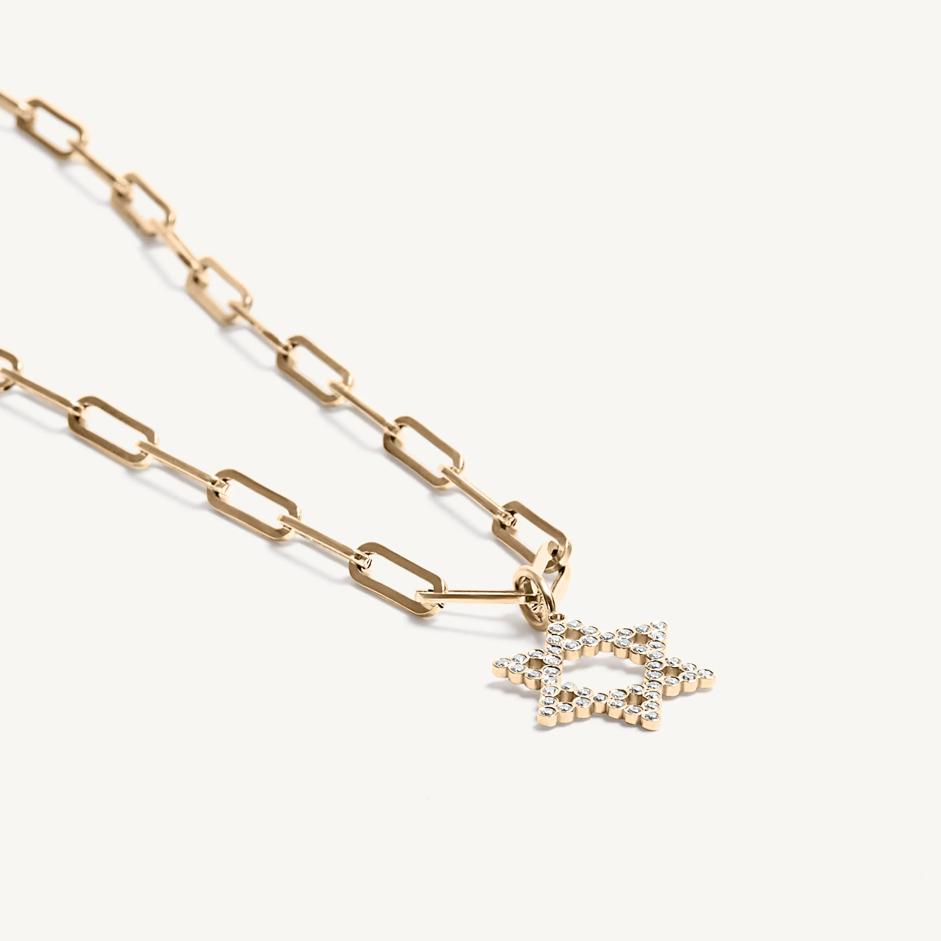 Round Bezel Diamond Star of David Charm