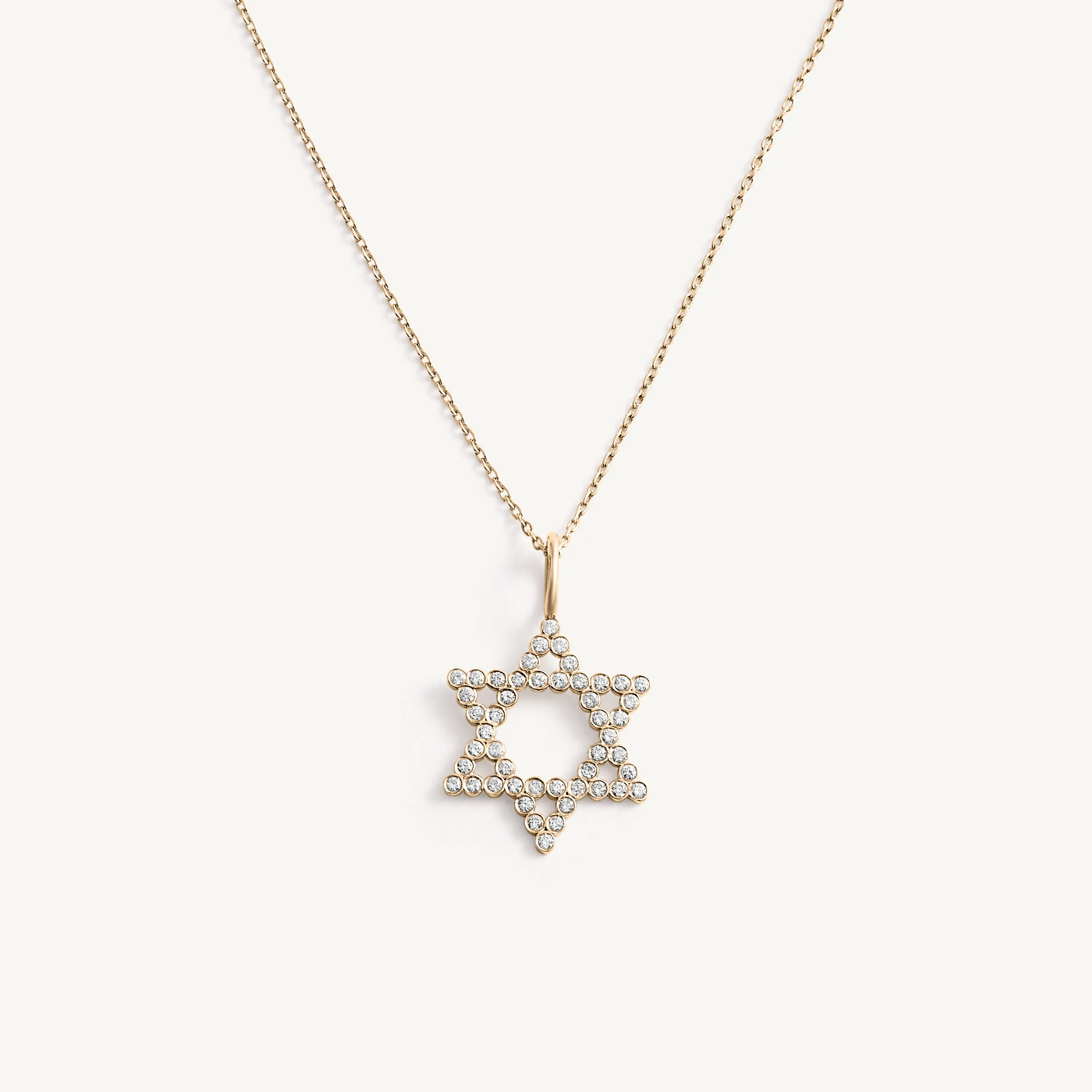 Round Bezel Diamond Star of David Charm
