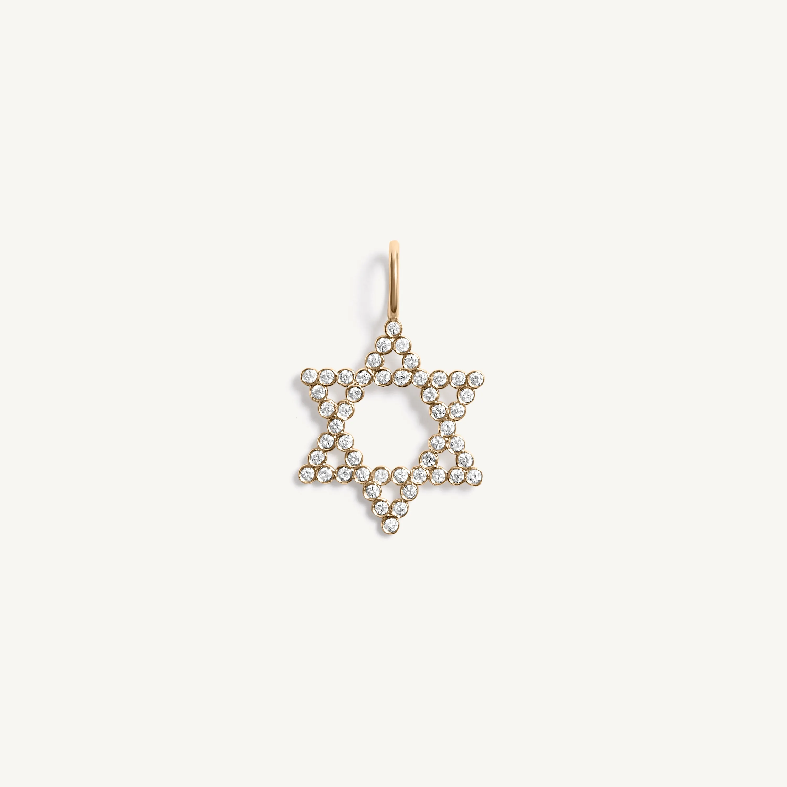 Round Bezel Diamond Star of David Charm