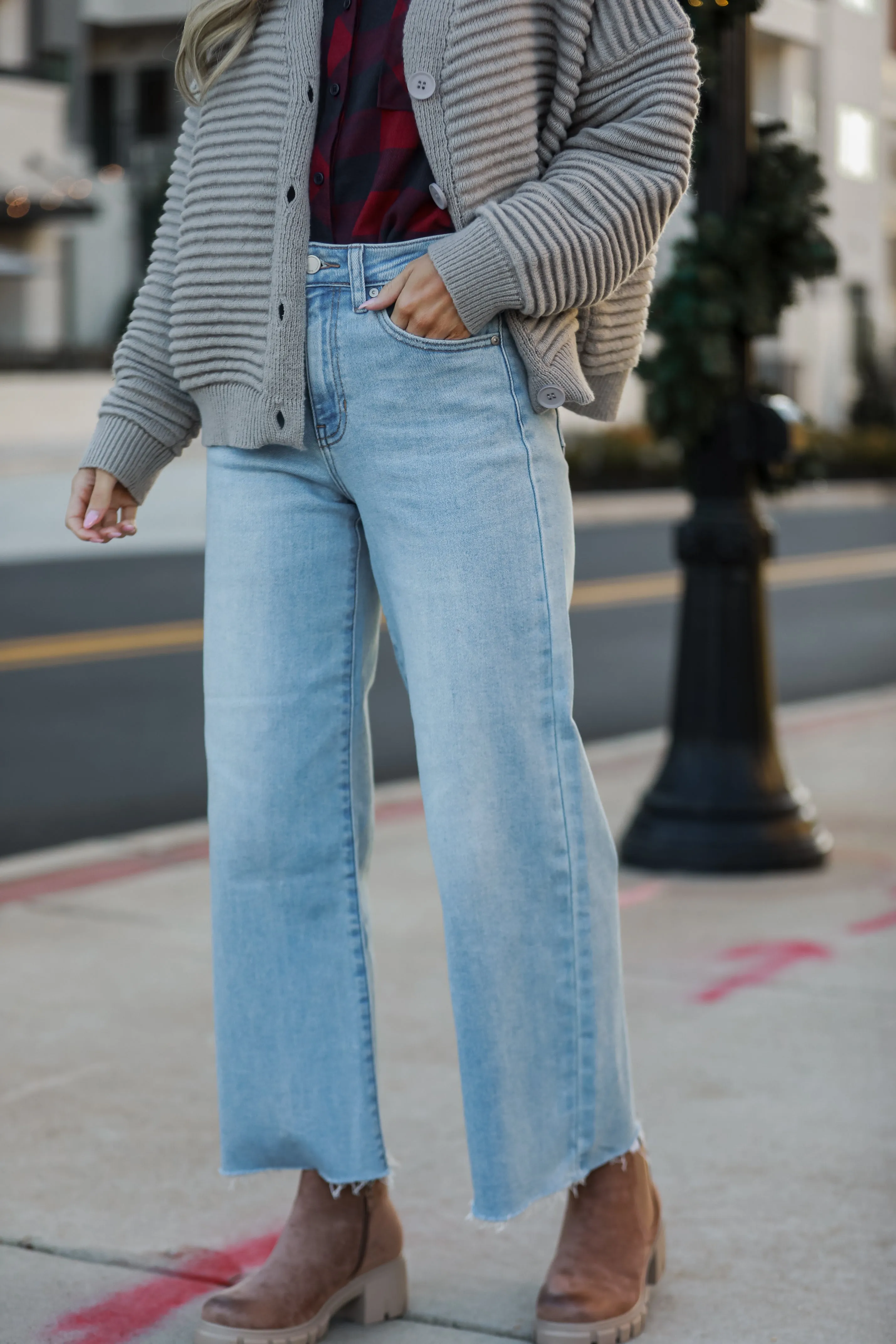 Scarlett Light Wash Slim Wide Leg Jeans