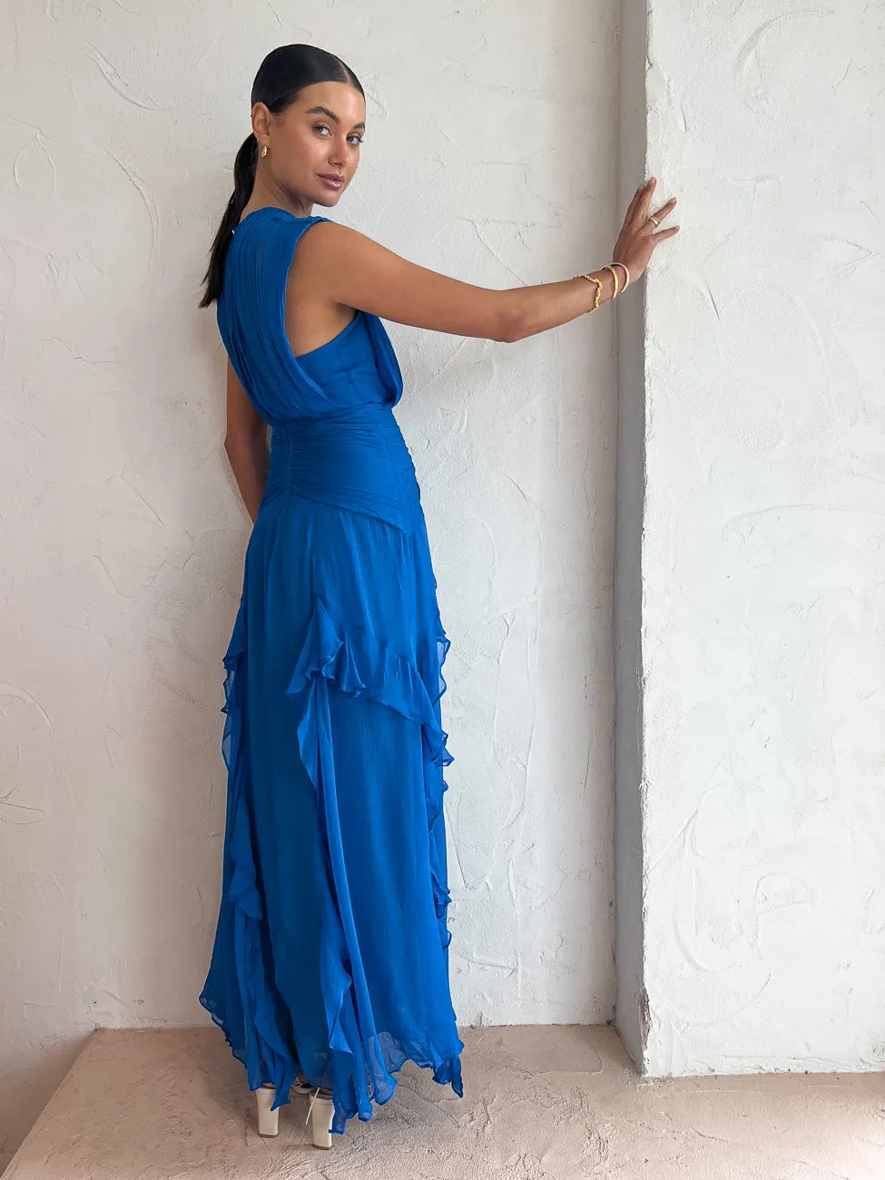 Shona Joy Leilani Round Neck Maxi Dress in Pacific