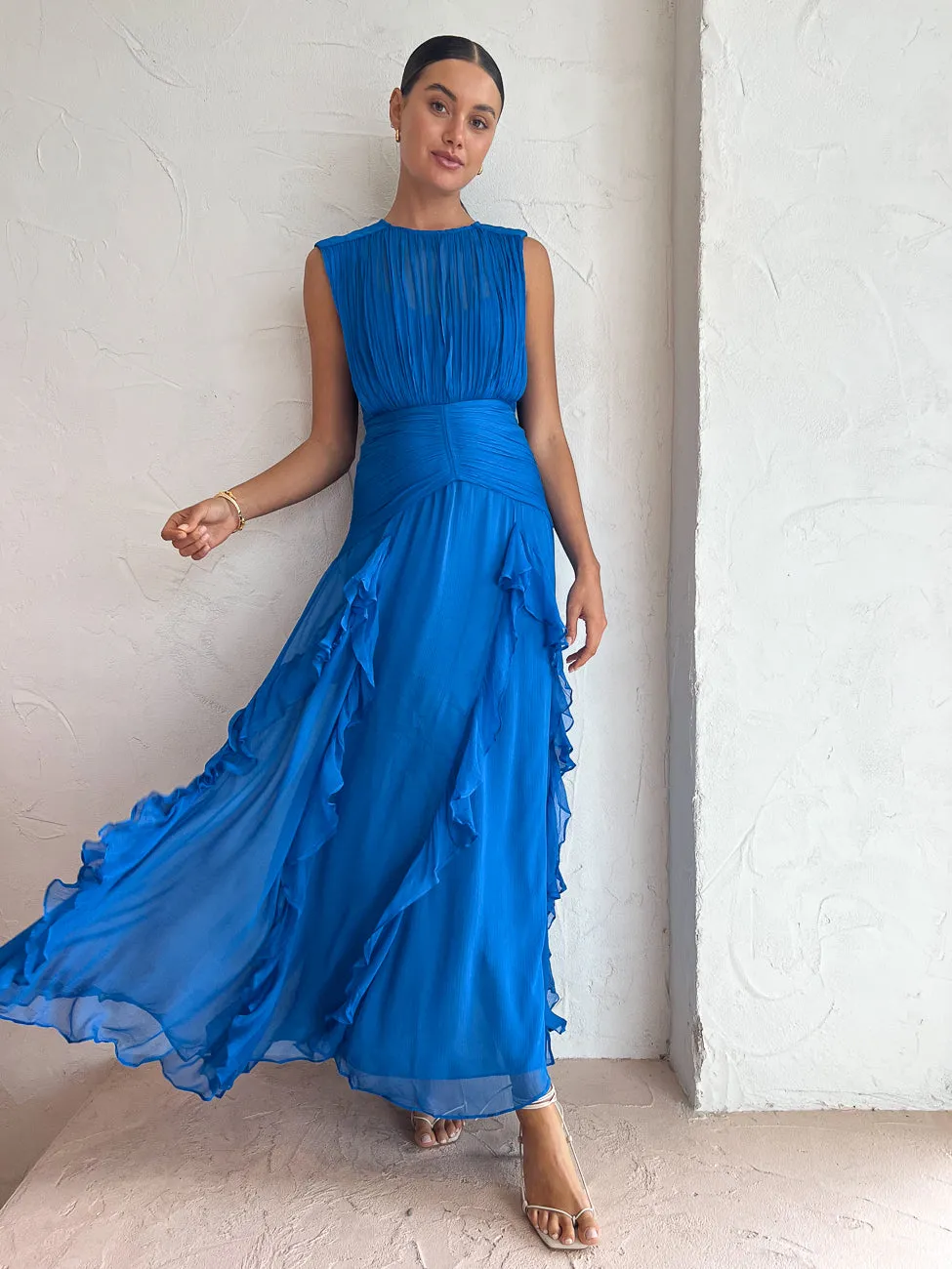 Shona Joy Leilani Round Neck Maxi Dress in Pacific