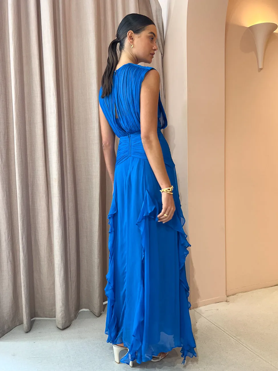 Shona Joy Leilani Round Neck Maxi Dress in Pacific