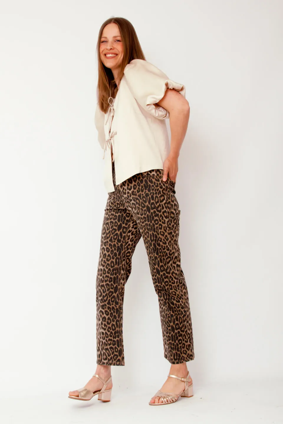 Solange Luipaard Denim Jeans Broek