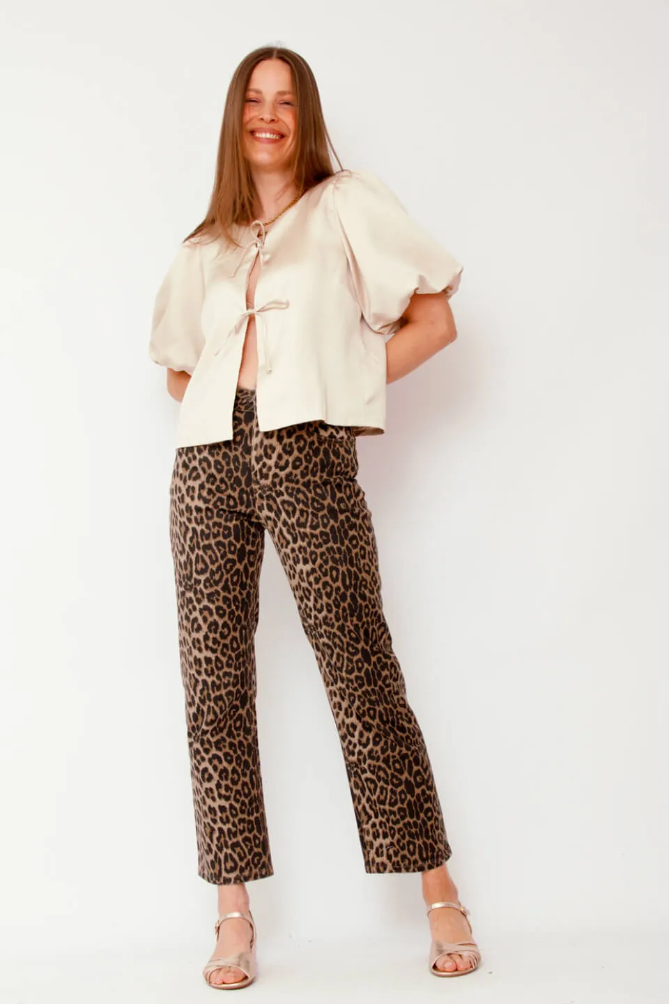 Solange Luipaard Denim Jeans Broek