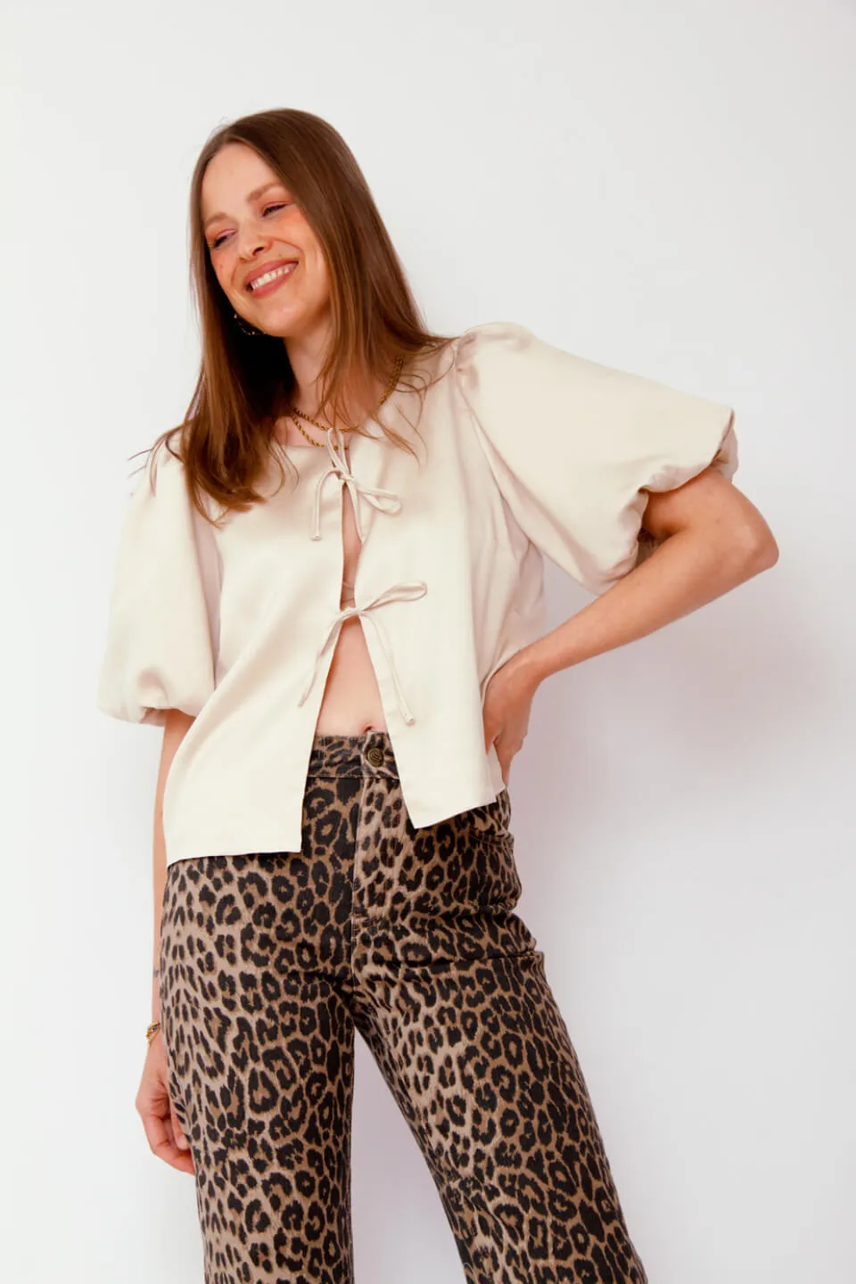 Solange Luipaard Denim Jeans Broek