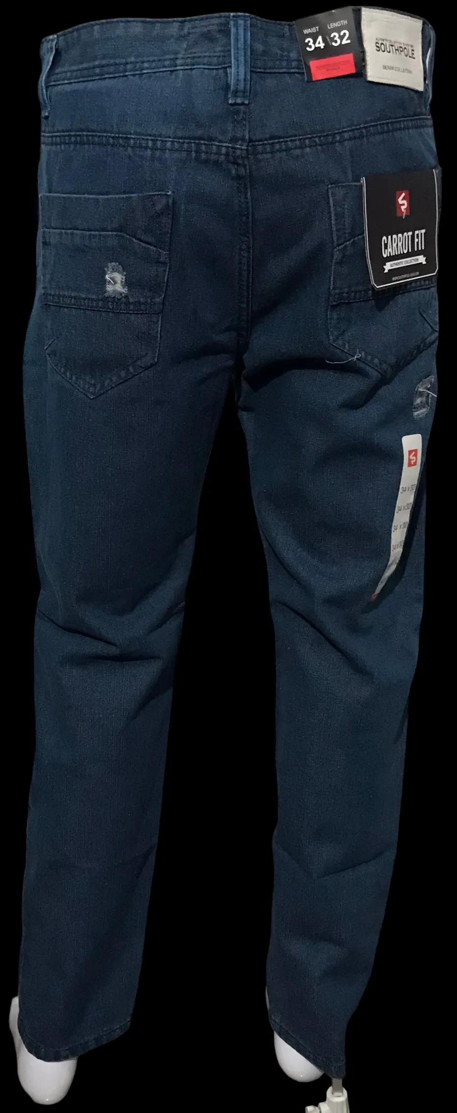 ^SOUTHPOLE^ (BLUE) RIPPED DENIM FOR MEN (34'' X 32'') (CARROT CUT)