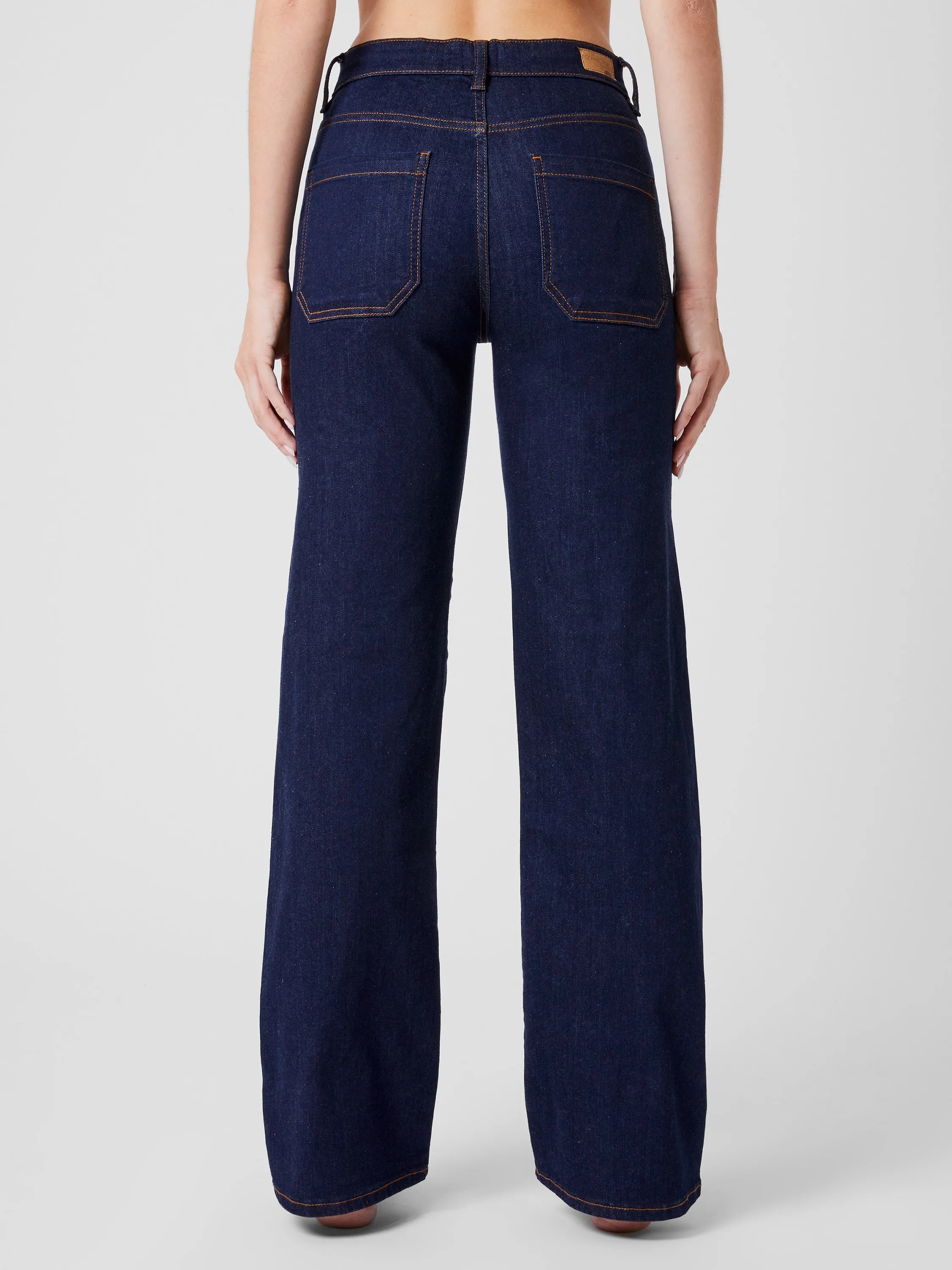 Stretch Denim Wide Flare Full Length Jeans 34 Inch
