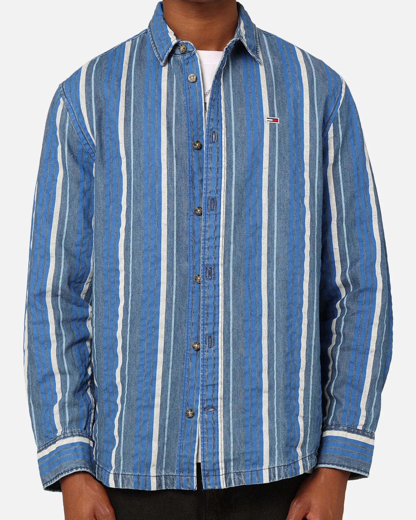 Tommy Jeans Relaxed Denim Stripe Long Sleeve Shirt Denim Medium