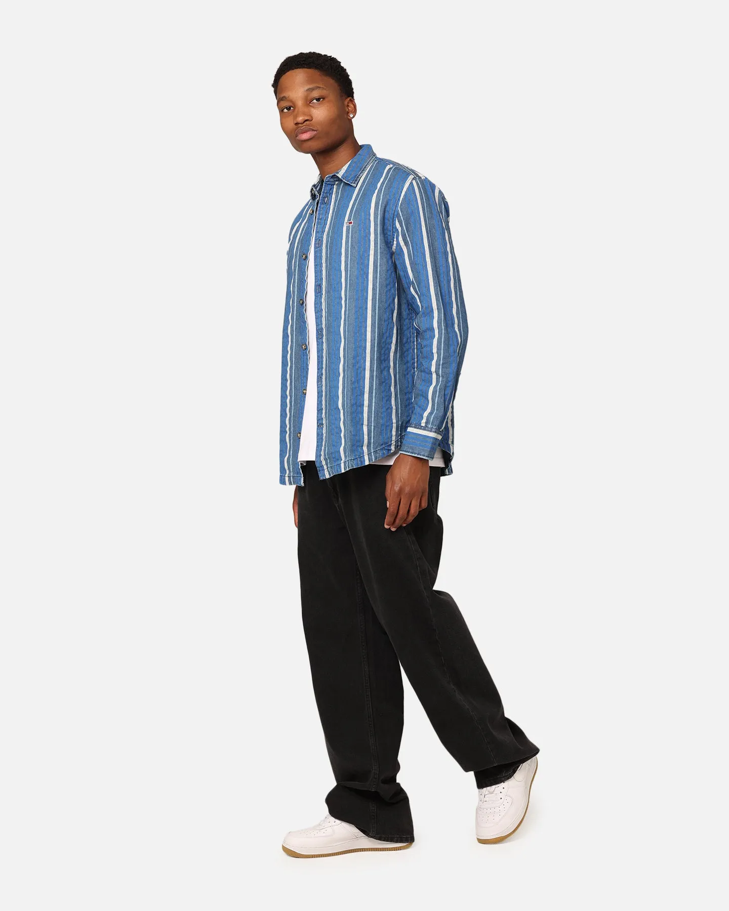 Tommy Jeans Relaxed Denim Stripe Long Sleeve Shirt Denim Medium