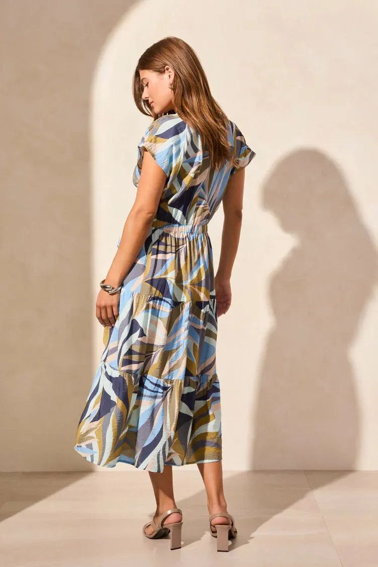 TR2135o S/S V-Neck Tiered Dress