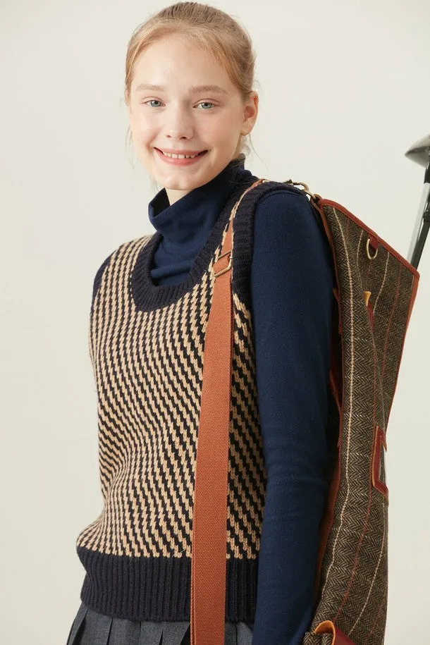 Twill KNIT Vest_Navy