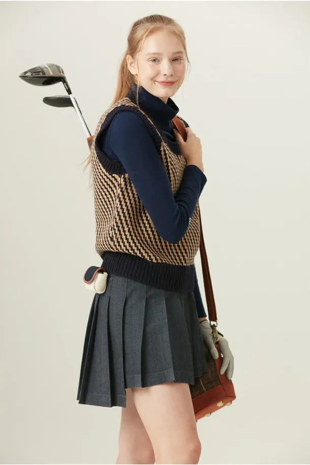 Twill KNIT Vest_Navy