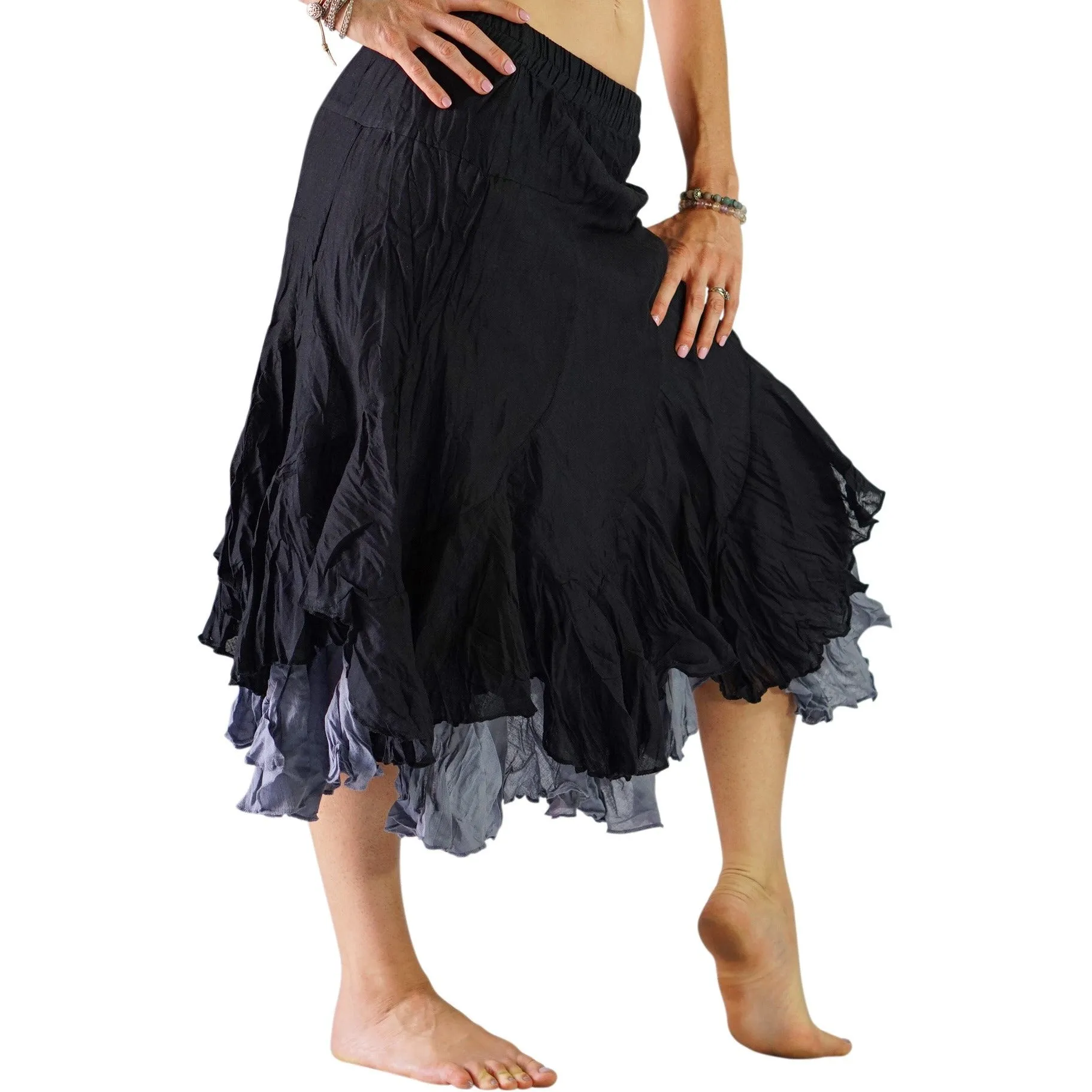 'Two Layer' Renaissance Skirt - Black/Gray