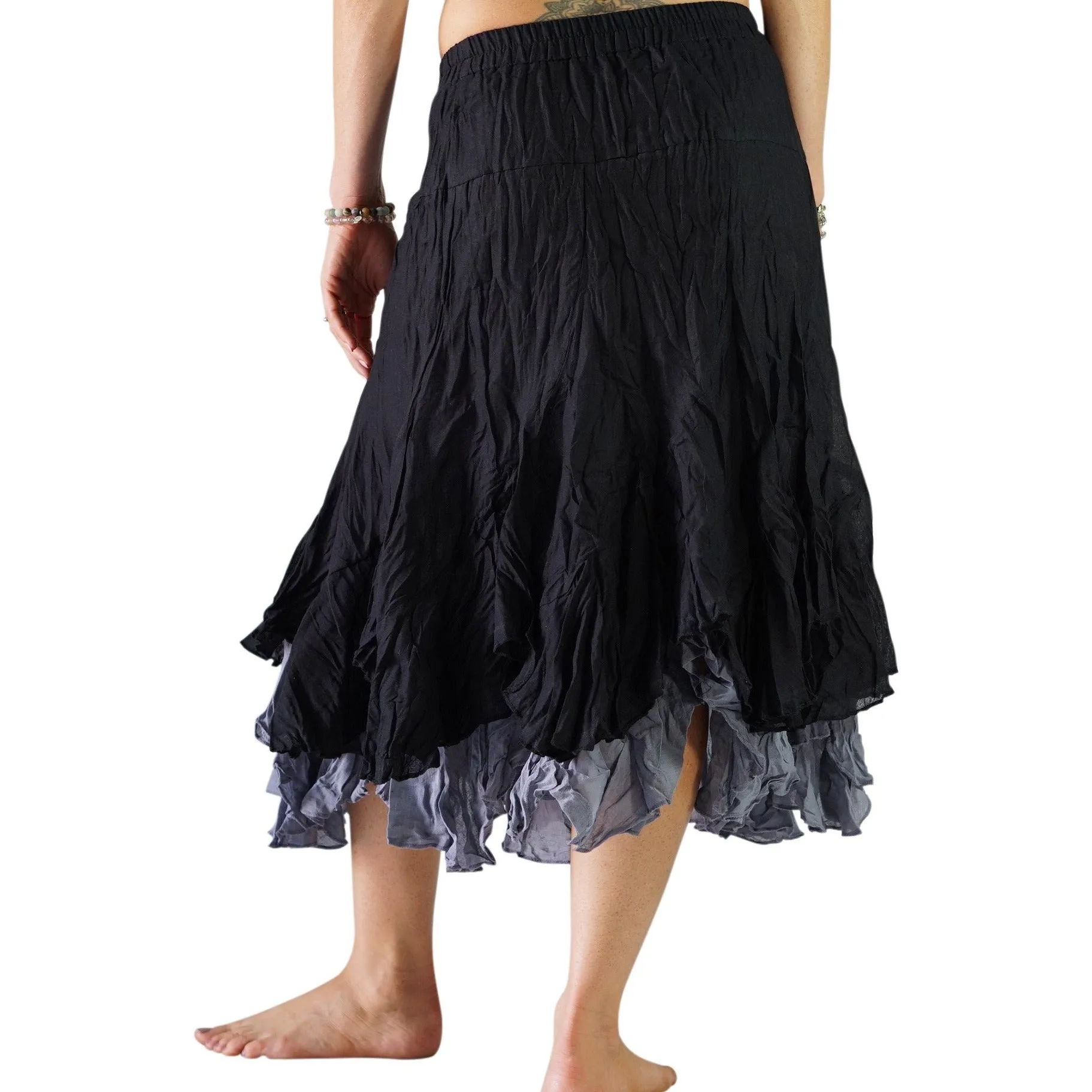 'Two Layer' Renaissance Skirt - Black/Gray