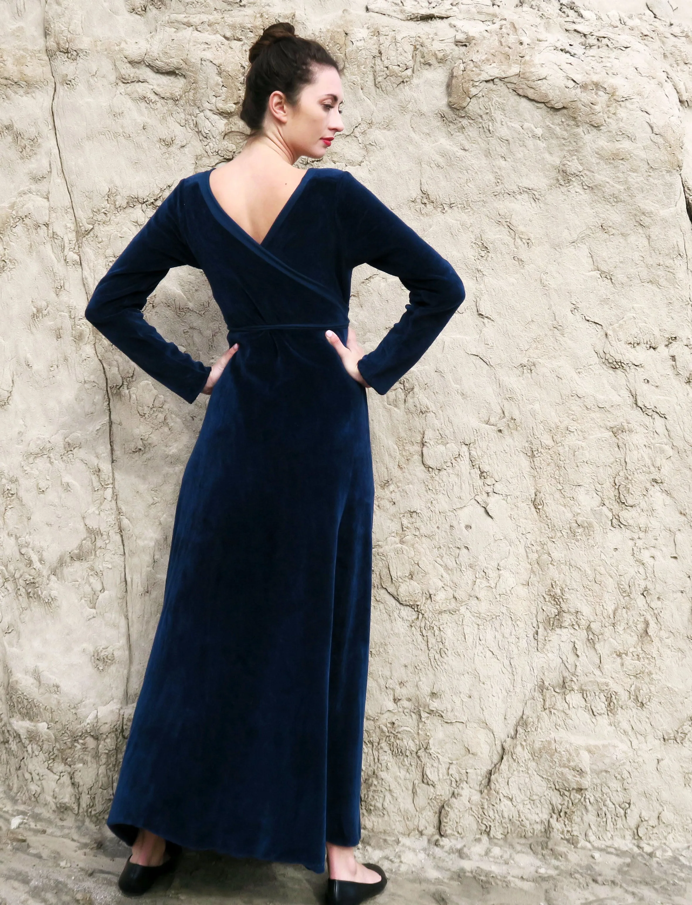 VELOUR Flip Wrap Simplicity Long Dress