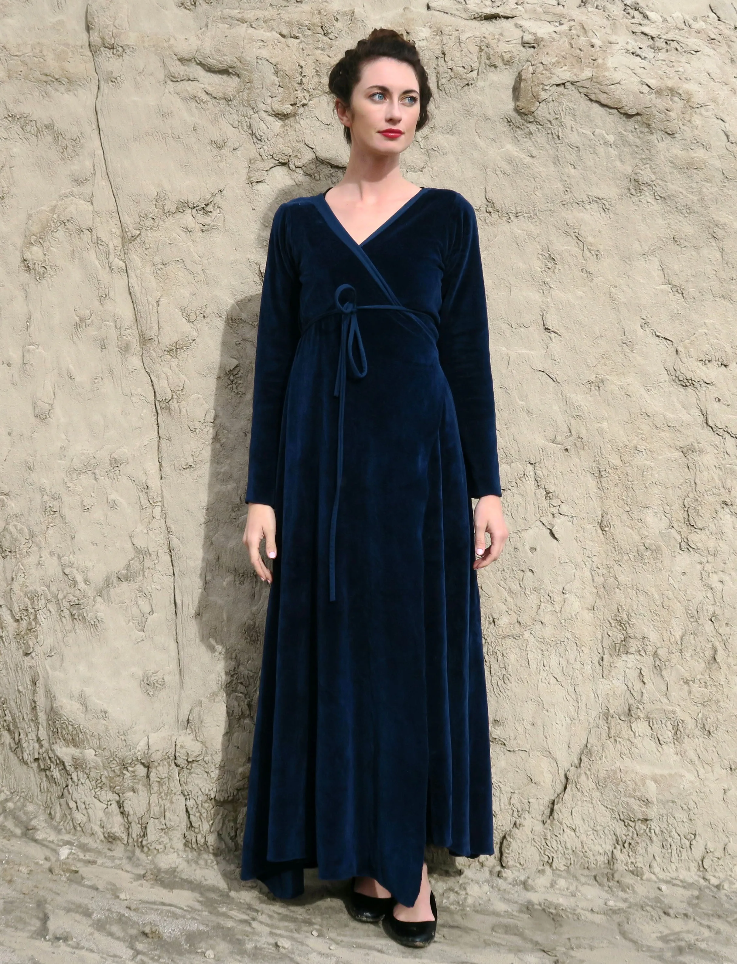 VELOUR Flip Wrap Simplicity Long Dress
