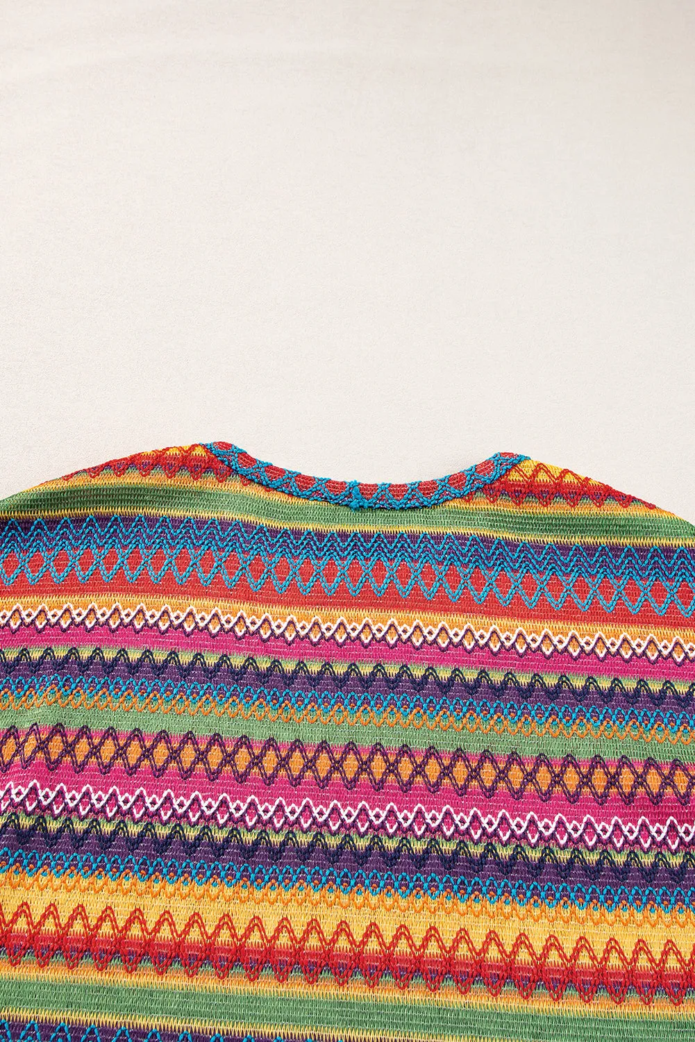 Wavy Pattern Drop Shoulder Knit Top