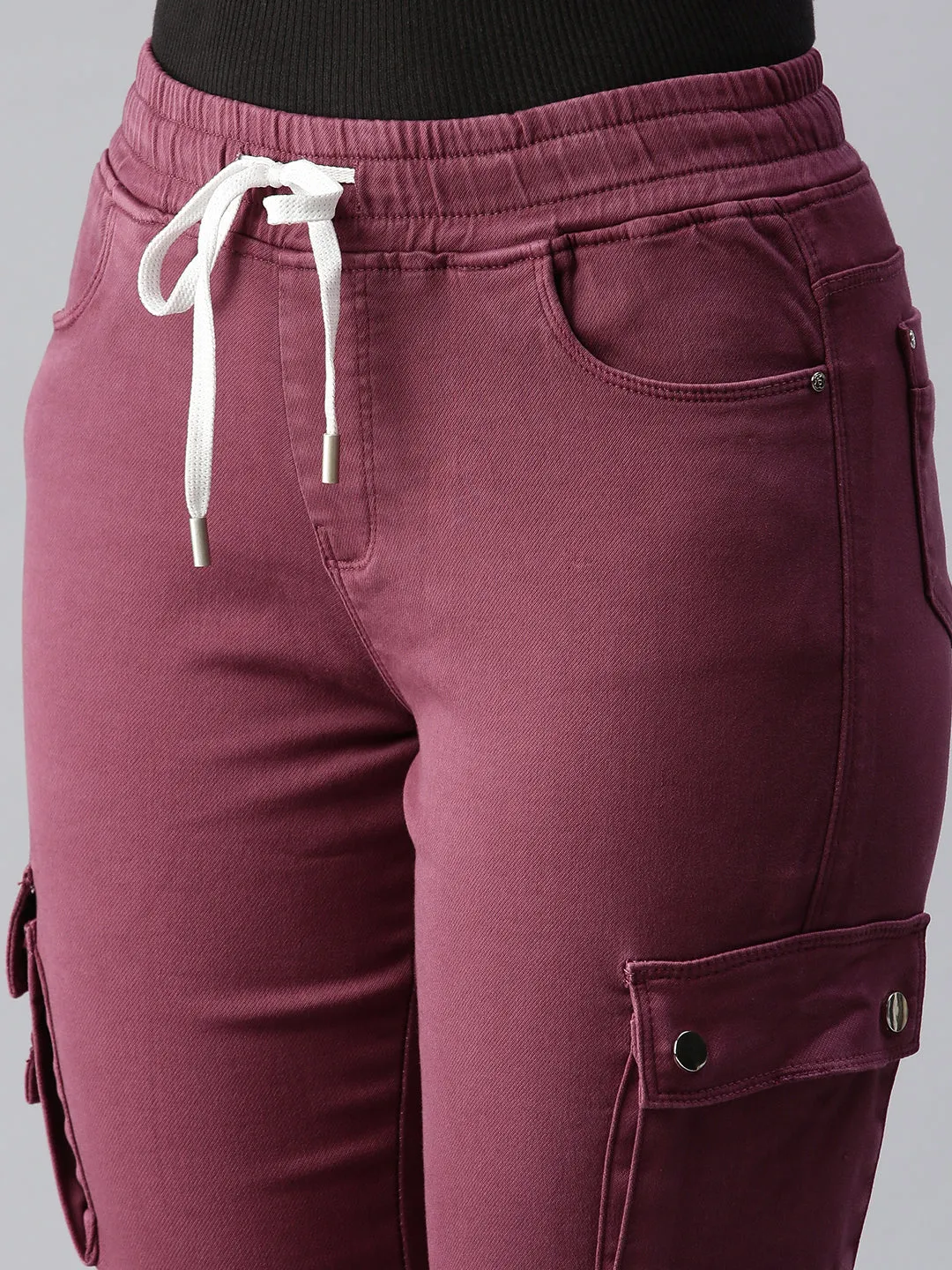 Women's Lavender Solid Jogger Denim Jeans