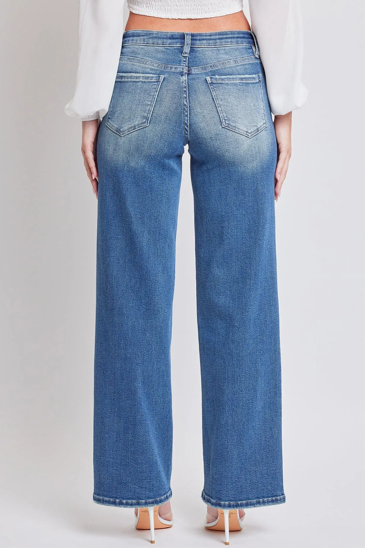 Women's Mid Rise Premium Stretch Wide Leg Jeans