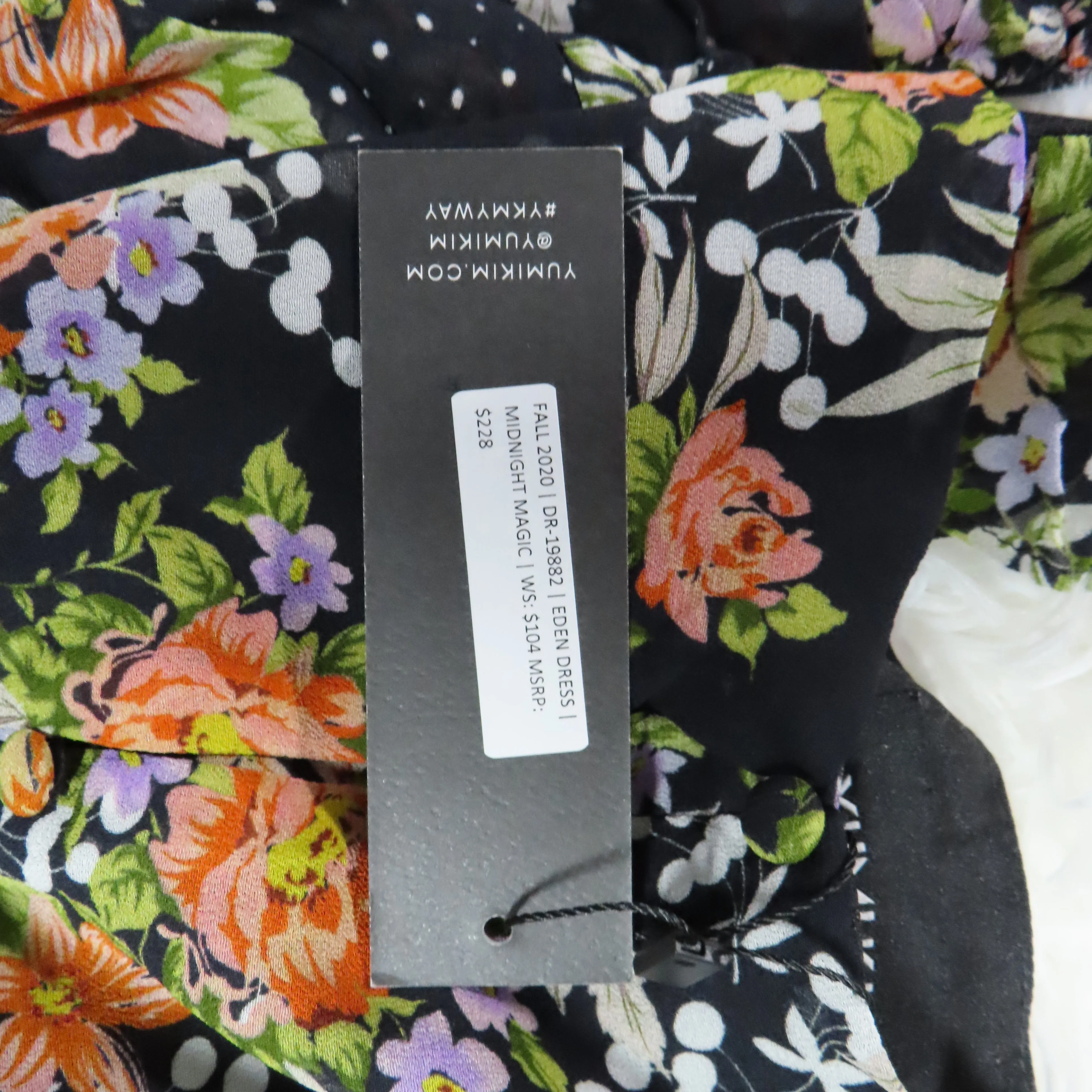 Yumi Kim Midnight Magic Black Floral Tiered Mini Eden Dress Flutter Sleeves X-Small