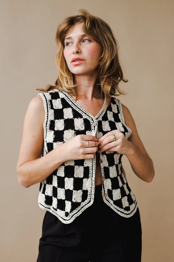 ZANNA KNIT VEST BLACK